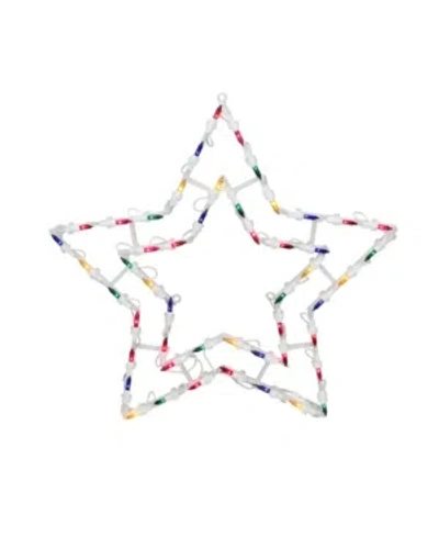 Northlight 15" Multi-color Lighted Star Christmas Window Silhouette Decoration In White