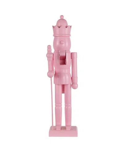 Northlight 15" Nutcracker King With Scepter And Crown Standing Christmas Figure In Pink