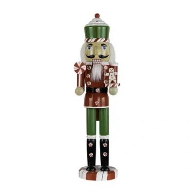 Northlight 15" Peppermint Candy Wood Christmas Nutcracker In Red
