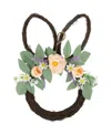 NORTHLIGHT 15" RABBIT EARS FLORAL EASTER TWIG WREATH