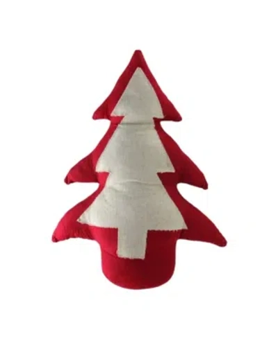 Northlight 15" Red And Neutral Weighted Base Christmas Tree Tabletop Decoration