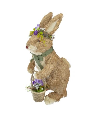 Northlight 15" Sisal Rabbit With Basket Easter Figure In Brown