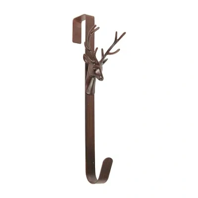 Northlight 15.25'' Brown Rustic Deer Over The Door Christmas Wreath Hanger In Multi