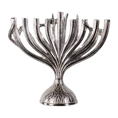 Northlight 15.5" Metal Menorah Candle Holder In Silver