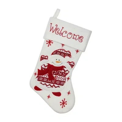 Northlight 15.75'' Red And White Welcome Snowman Embroidered Christmas Stocking