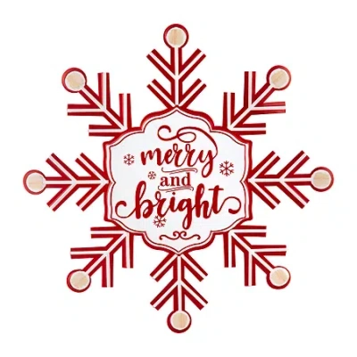 Northlight 15.75" Snowflake Wall Sign In Red