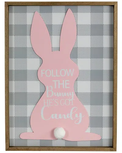 Northlight 15.75in Framed Follow The Bunny He's Got Candy Wall Sign In Pink