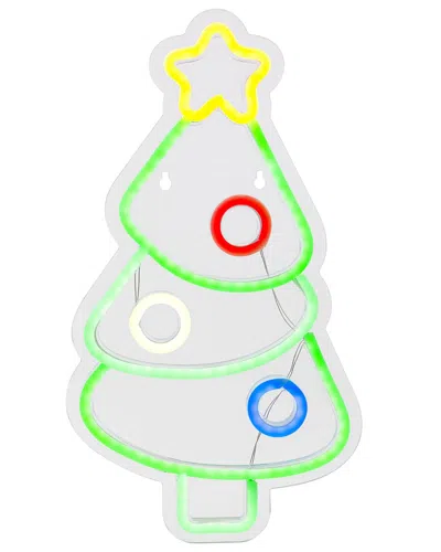 Northlight 15in Led Lighted Neon Style Christmas Tree Window Silhouette In Green