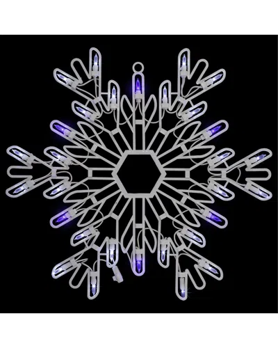 Northlight 15in Led Lighted Pure White & Blue Snowflake Window Silhouette