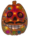 Northlight Lighted Sugar Skull Pumpkin Halloween Window Silhouette, 15" In Orange