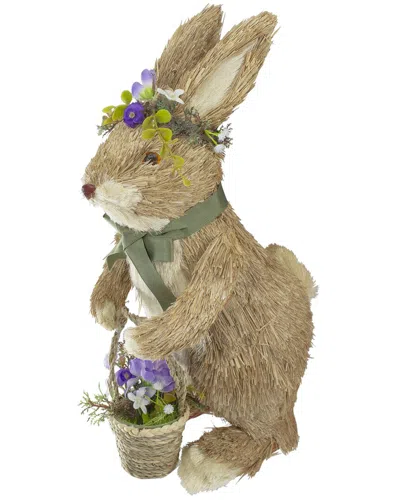 Northlight 15in Sisal Bunny Rabbit With Basket Easter Figure In Brown