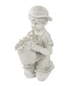 Northlight 15in Solar Led Lighted Boy With Flowers Outdoor Garden Statue