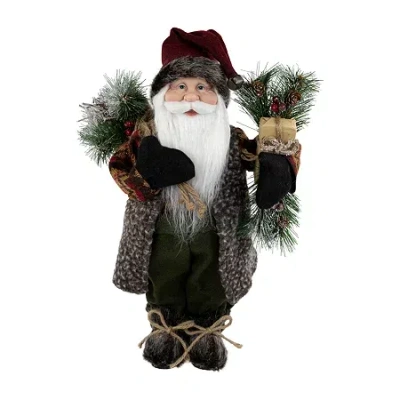 Northlight 16'' Country Rustic Santa Claus With Present Christmas Figure In Brown