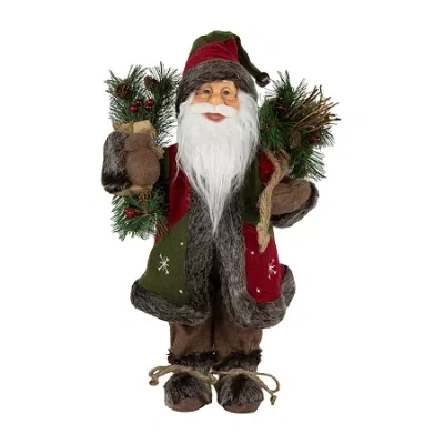 Northlight 16'' Country Santa Claus With Snowflake Jacket Standing Christmas Figure In Multi