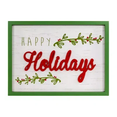 Northlight 16" Framed "happy" Wooden Wall Sign In Multi