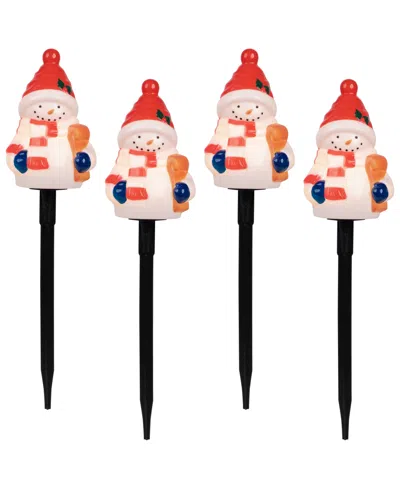 Northlight 16" Jolly Snowmen Christmas Pathway Markers, Set Of 4 In Multi