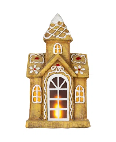Northlight 16" Led Gingerbread House With Icing Accents Christmas Decoration In Brown