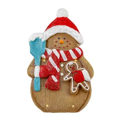 Northlight 16" Led Lighted Gingerbread Snowman With Cookie Christmas Figurine In Brown