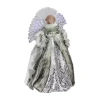 Northlight 16'' Lighted Fiber Optic Angel In Silver Gingham Coat Christmas Tree Topper In Silver