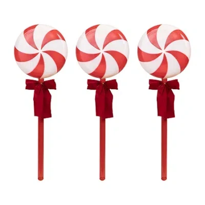 Northlight 16" Lighted Peppermint Candy Christmas Yard Art In Red