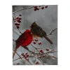 Northlight 16" Lighted Red Cardinals And Berries Canvas Art In Red