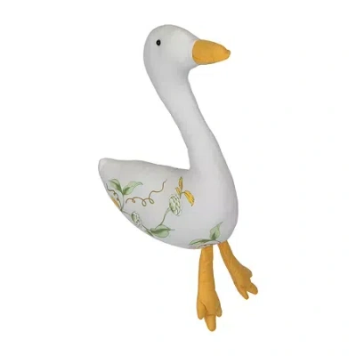 Northlight 16" Plush Floral Goose Easter Tabletop Decor In White