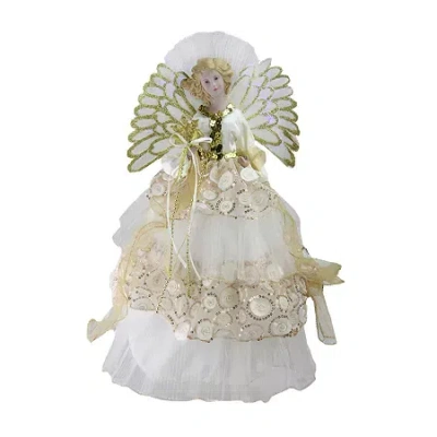Northlight 16'' White And Gold Lighted Angel Sequined Gown Christmas Tree Topper