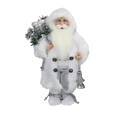 Northlight 16'' White Frost Standing Santa Claus Christmas Figurine With Lantern