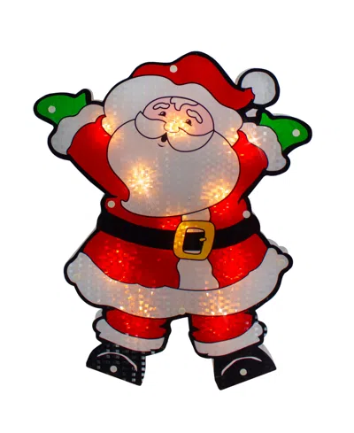 Northlight 16.25" Lighted Holographic Santa Claus Christmas Window Silhouette In Red