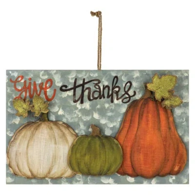 Northlight 16.5" "give Thanks" Fall Harvest Pumpkin Wall Sign In Multi