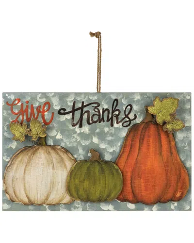 Northlight 16.5in Give Thanks Fall Harvest Pumpkin Wall Sign In Orange