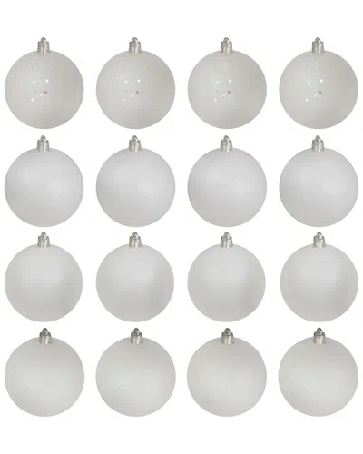 Northlight 16-count Shatterproof 4-finish Christmas Ball Ornaments In White