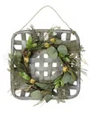 Northlight 16in Fall Harvest Hop & Cattail Grapevine Wreath In Green