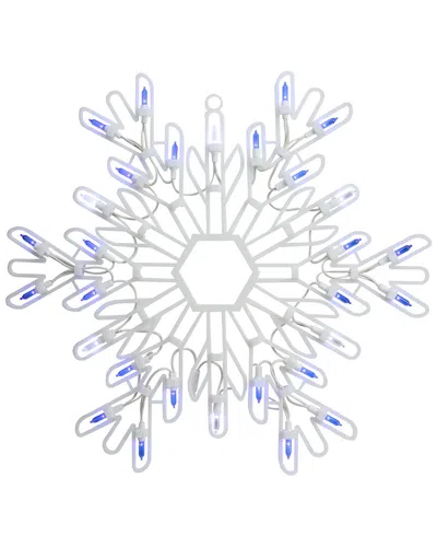 Northlight 16in Led Lighted Pure White And Blue Snowflake Christmas Window Silhouette Decoration