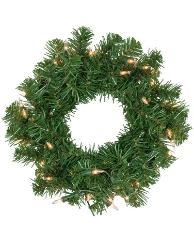 Northlight 16in Pre-lit Deluxe Dorchester Pine Small Artificial Christmas  Wreath - Clear Lights In Green