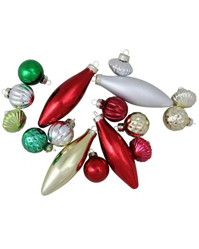 Northlight 16pc Set Of Traditional Finial Ball & Onion Shaped Christmas Ornaments