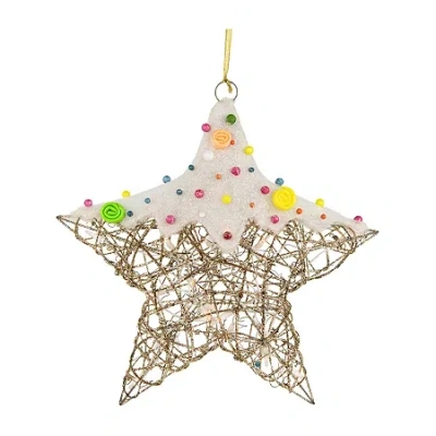 Northlight 17'' Lighted Champagne Gold Candy Covered Star Christmas Window Decoration In Multi