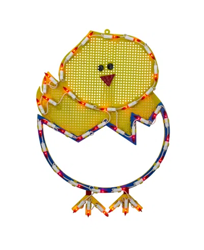 Northlight 17" Lighted Hatching Baby Chicken In Egg Easter Window Silhouette In Yellow