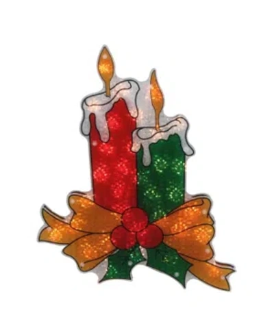 Northlight 17" Lighted Holographic Candle Christmas Window Silhouette Decoration In Red
