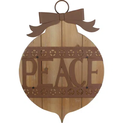 Northlight 17" Rustic Brown Peace Christmas Ornament Wall Sign