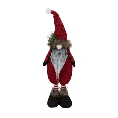 Northlight 17" Standing Buffalo Plaid Gnome With Berry Pine Christmas Gnome In Red