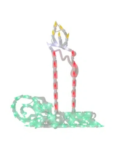 Northlight 17.5" Red And Green Led Lighted Candle Christmas Window Silhouette Decoration In White