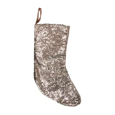 Northlight 17.5in Beige Paillette Sequins Hanging Christmas Stocking In Gold