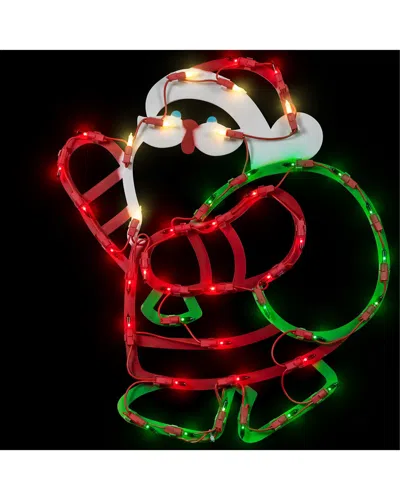 Northlight 17.5in Lighted Santa Claus With Gift Sack Outdoor Window Silhouette In Red