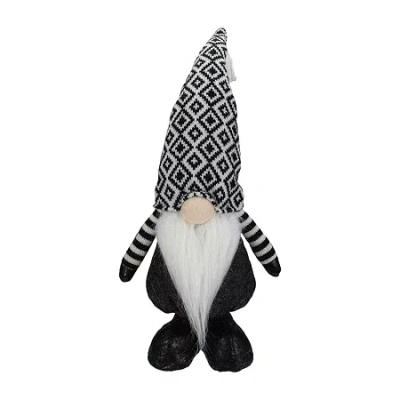Northlight 17in Black And White Plush Knit Christmas Christmas Gnome In Multi