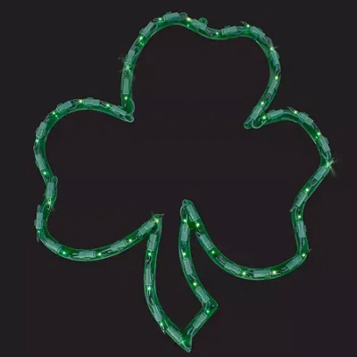 Northlight 17in Lighted Irish Shamrock Silhouette St. Patricks Day Window Decor In Green