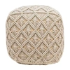 Northlight 18" Beige Handmade Macramé Natural Cotton Square Pouf Ottoman In Neutral