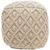 Northlight 18" Beige Handmade Macramé Natural Cotton Square Pouf Ottoman