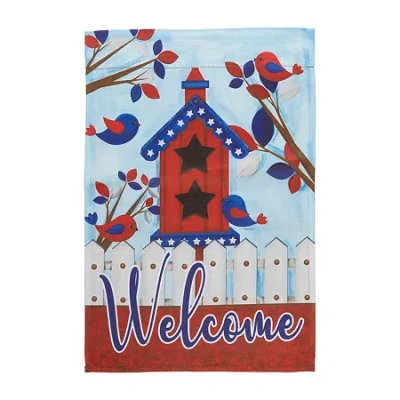 Northlight 18" Birds And Birdhouse "welcome" Outdoor Garden Flag In Blue