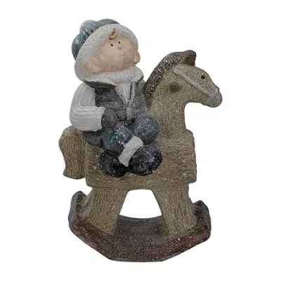 Northlight 18'' Boy On Rocking Horse Christmas Tabletop Figure In Gray
